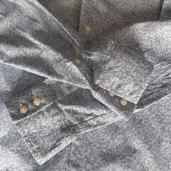 Ben Sherman SZ 15 Cotton Men's Black & White Stripe w/Print Button Up Shirt - Picture 5 of 12